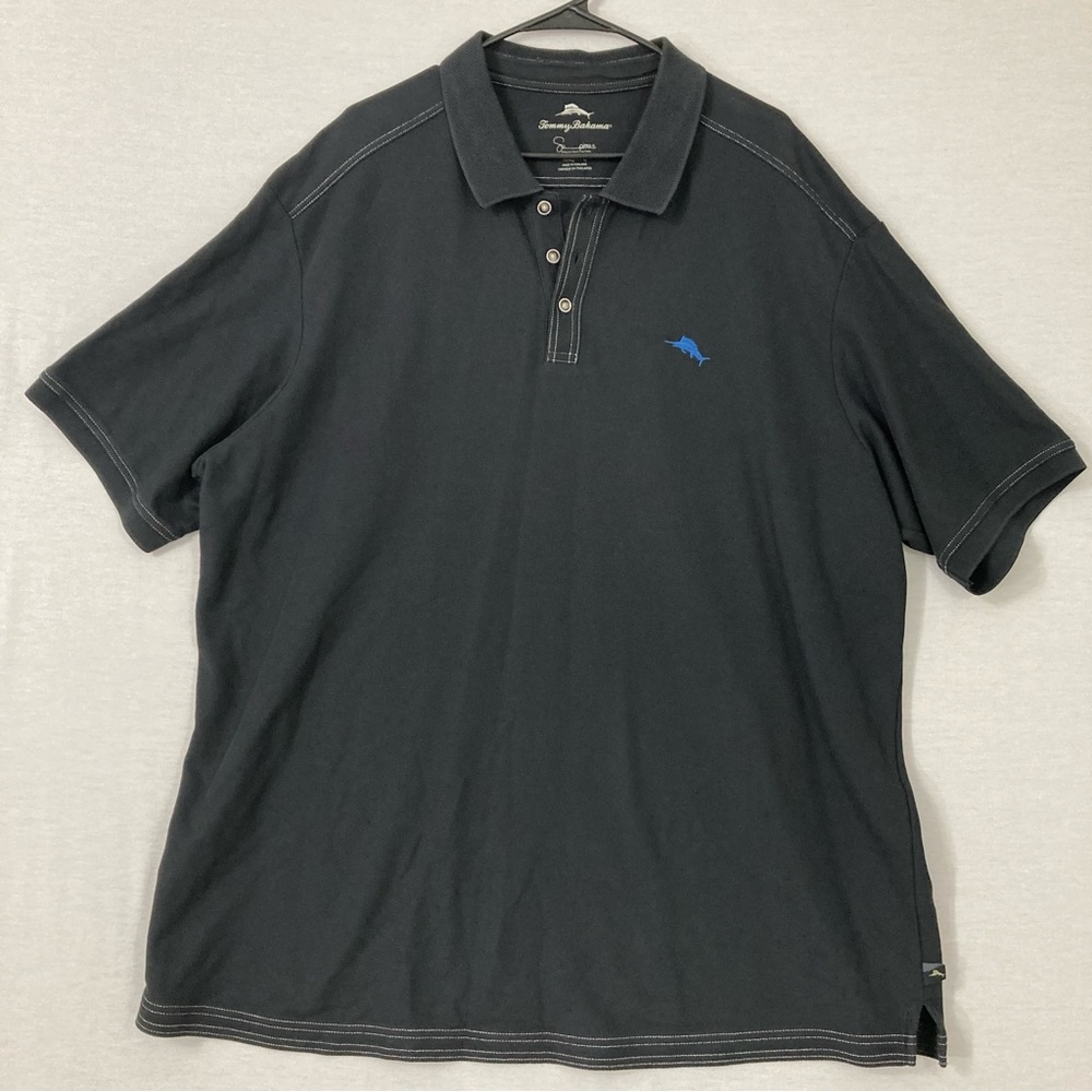 Tommy Bahama Black Supima Cotton Stretch Short Sleeve Polo Shirt XXL